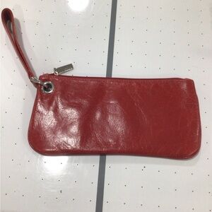 HOBO Red Leather Wristlet Pouch with Strap